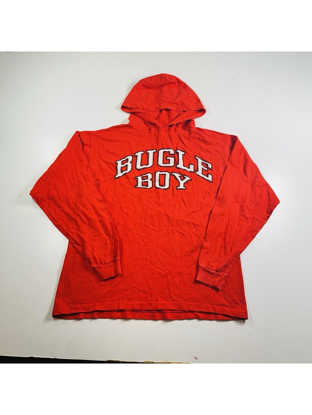 Bugle Boy Lightweight Hoodie Red Spellout Men’s Size Medium